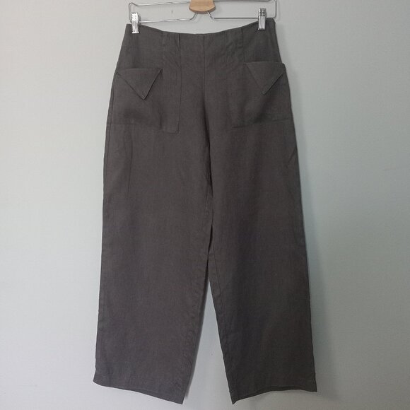 100% Linen Wide Leg Cropped Pants - Picture 3 of 9